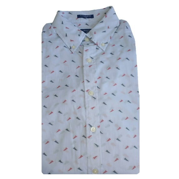 GANT Men's Capri Blue Fil a Coupe Flag Fitted Button Down Shirt 365692 Size M