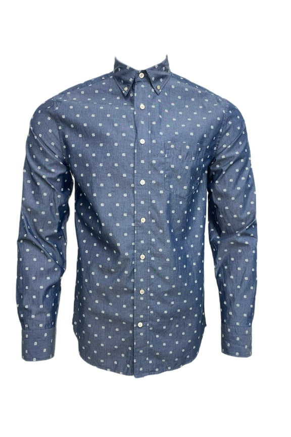 Men's Collegiate Print Shirt, Dark Indigo, Medium
