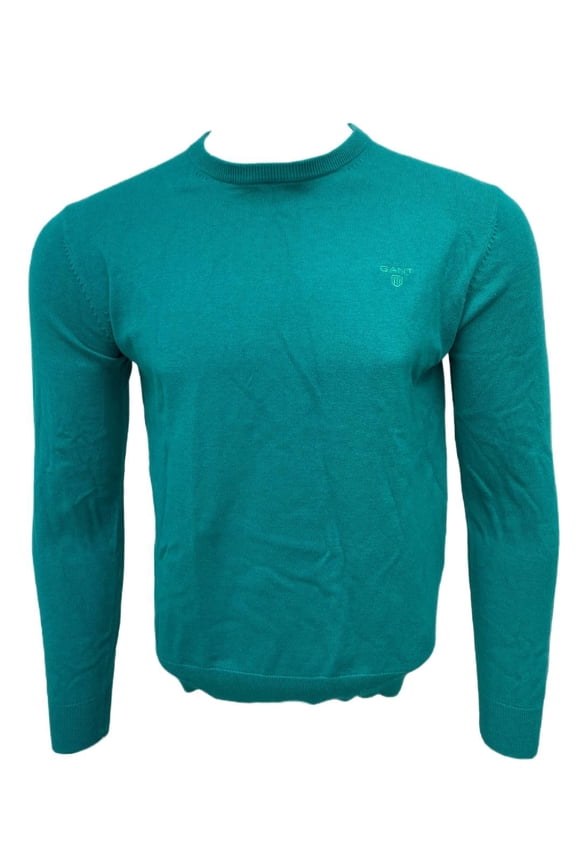 Men's Cotton Lightweight Crew Neck Sweater, Emerald Green, M