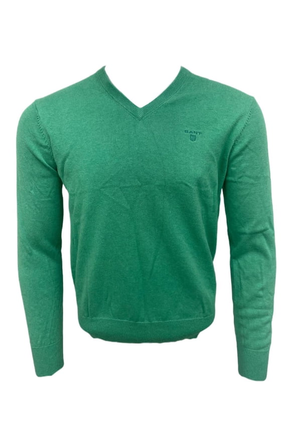 Men's Cotton Lightweight V-Neck Sweater, Ocean Green, M