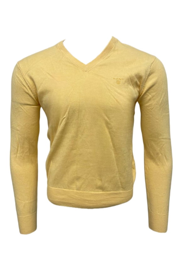 Men's Cotton Lightweight V-Neck Sweater, Sun Yellow, M