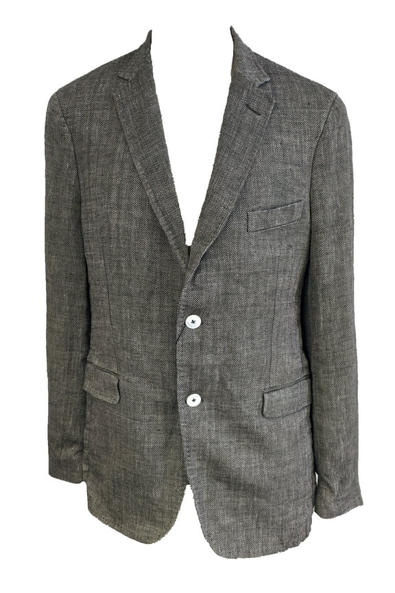 Men's Dark Brown Preppy Herringbpne 2 Button Blazer 76538 Size 52
