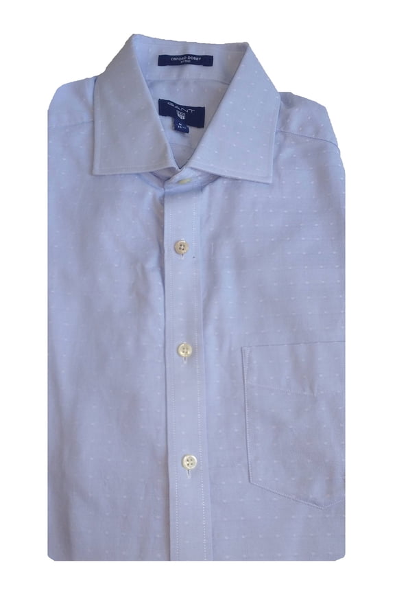 Men's Lavender Blue Fitted Royal Oxford Dot Spread Collar Shirt 303307 Sz M
