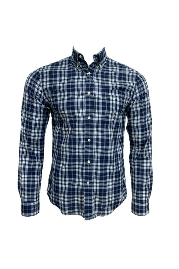 Men's Madras Classic Plaid Shirt, Indigo, Medium