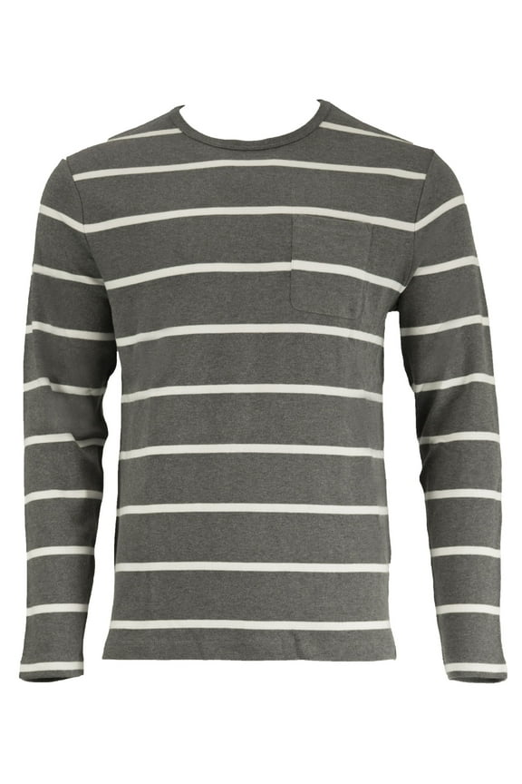 Men's O1 Breton Stripe Long Sleeve Shirt, Medium, Dark Grey