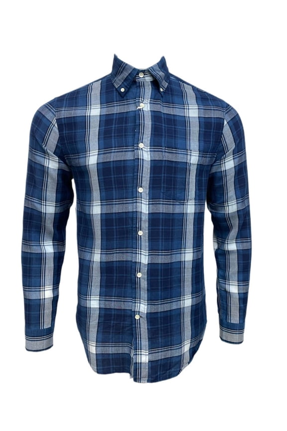 Men's Oxford Check Shirt, Dark Indigo, Medium