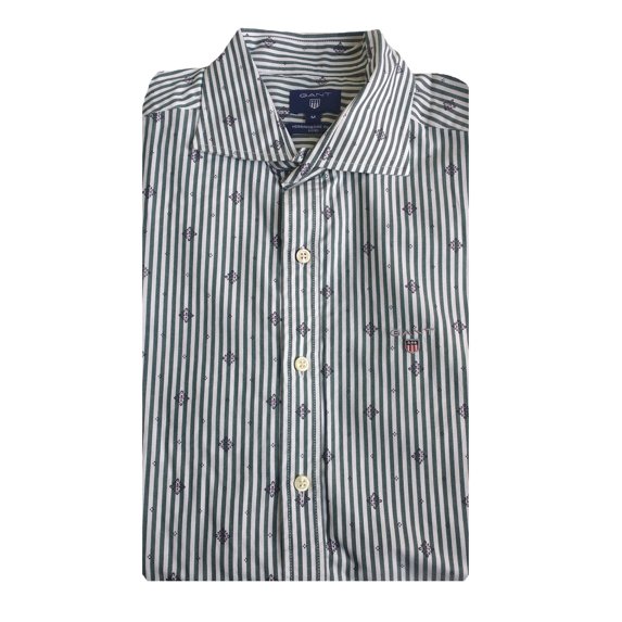 GANT Men's Pine Green Herringbone Banker Fitted Shirt 364577 Size M