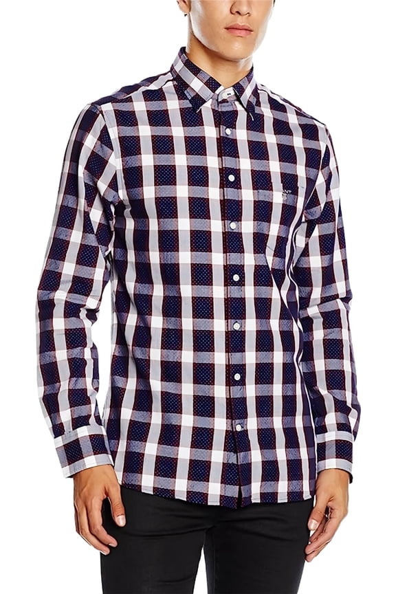 Men's Plaid Pin Dot Shirt, Purple Fig, Medium