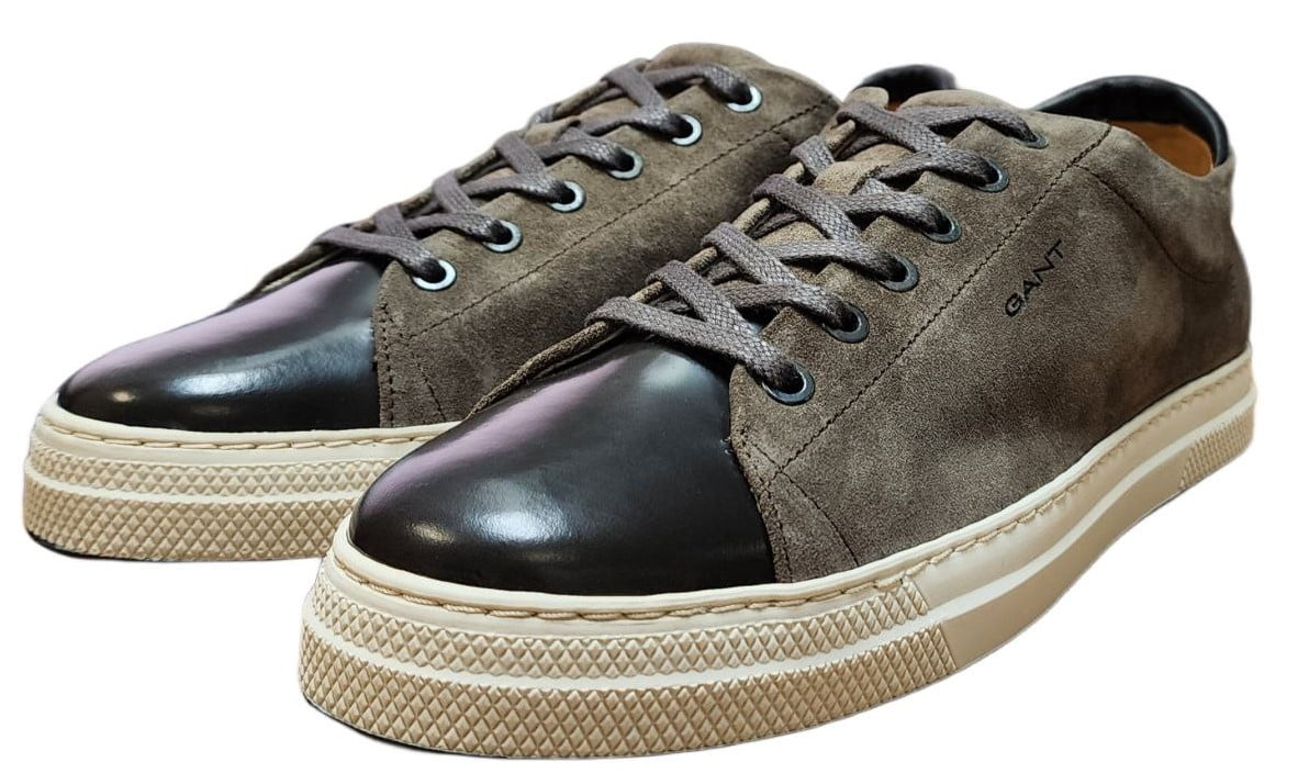 GANT Mens Polido Leather Suede Star Lace Up Sneakers Grey US 10
