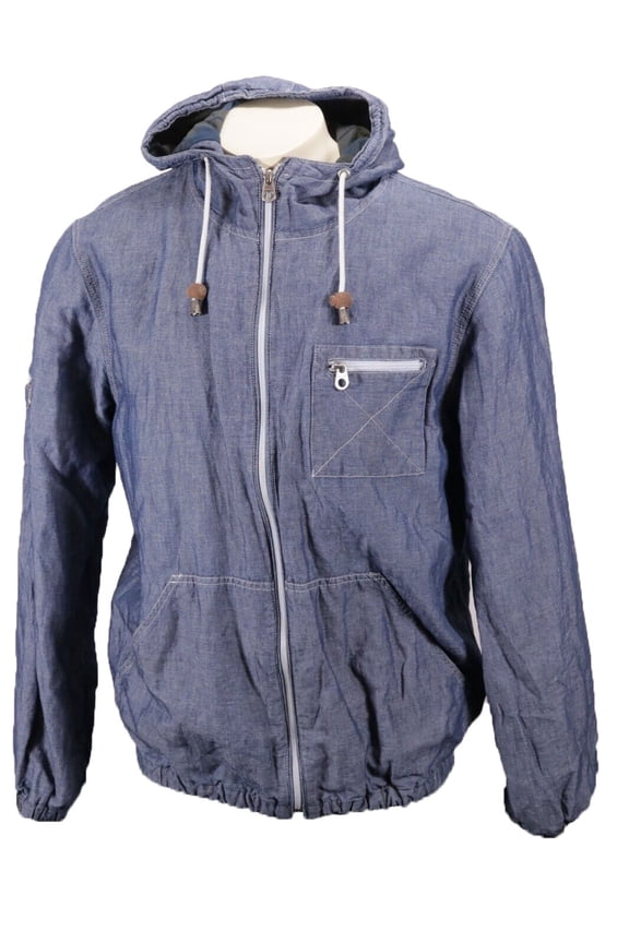 Men's Storm Blue Chambray Windbreaker Jacket 72064 Size Medium