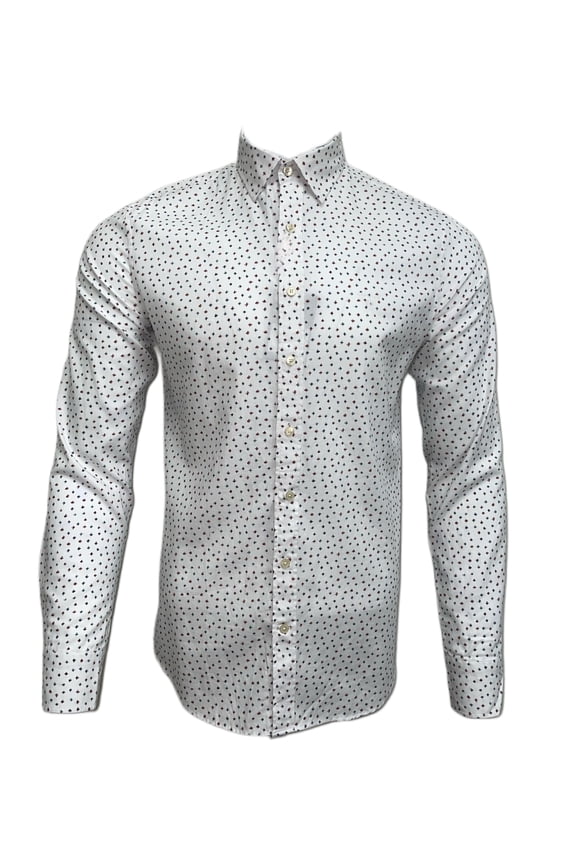 Men's Tweed Flower Extra Slim Shirt, White, Medium