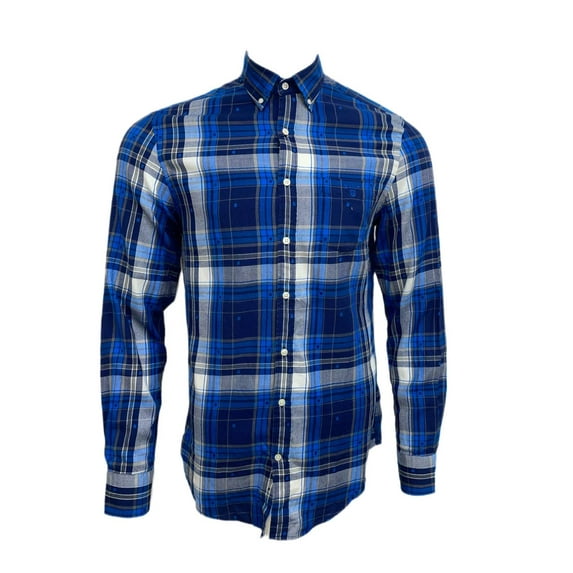 GANT Men's Twill Madras Town Barel Shirt, Nautical Blue, Medium