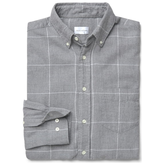 GANT RUGGER Men's Grey Windblown Flannel Check Shirt 3081332 Size Medium