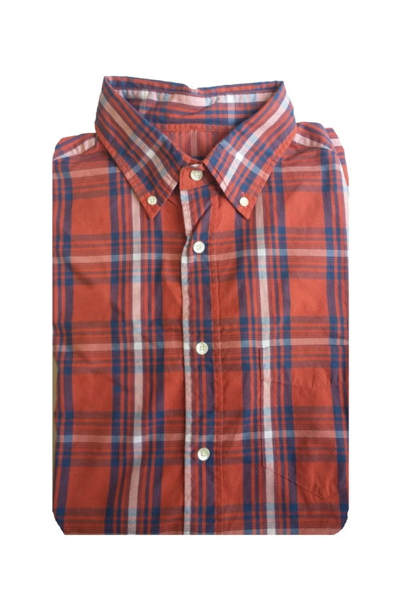 RUGGER Men's Orange Dreamy Oxford Yd Check HOBD 341148 Size Medium