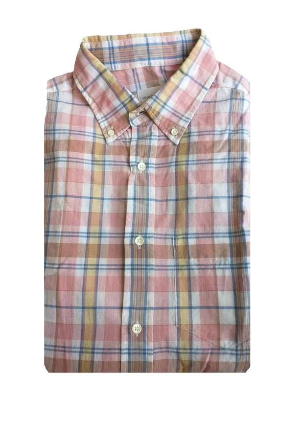 RUGGER Men's Orange Sunset Madras Veggie Check LFBD 341159 Size Medium