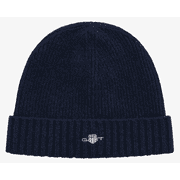 GANT Rib Knit Wool Blend Beanie, Marine Blue