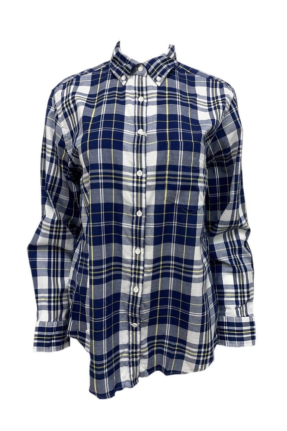 Rugger Women's Plaid Windblown Oxford Shirt 450885, Classic Blue, XL