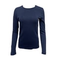 thumbnail image 1 of GANT Women's 1x1 Rib Crew Neck Long Sleeve Top, Evening Blue, L, 1 of 2