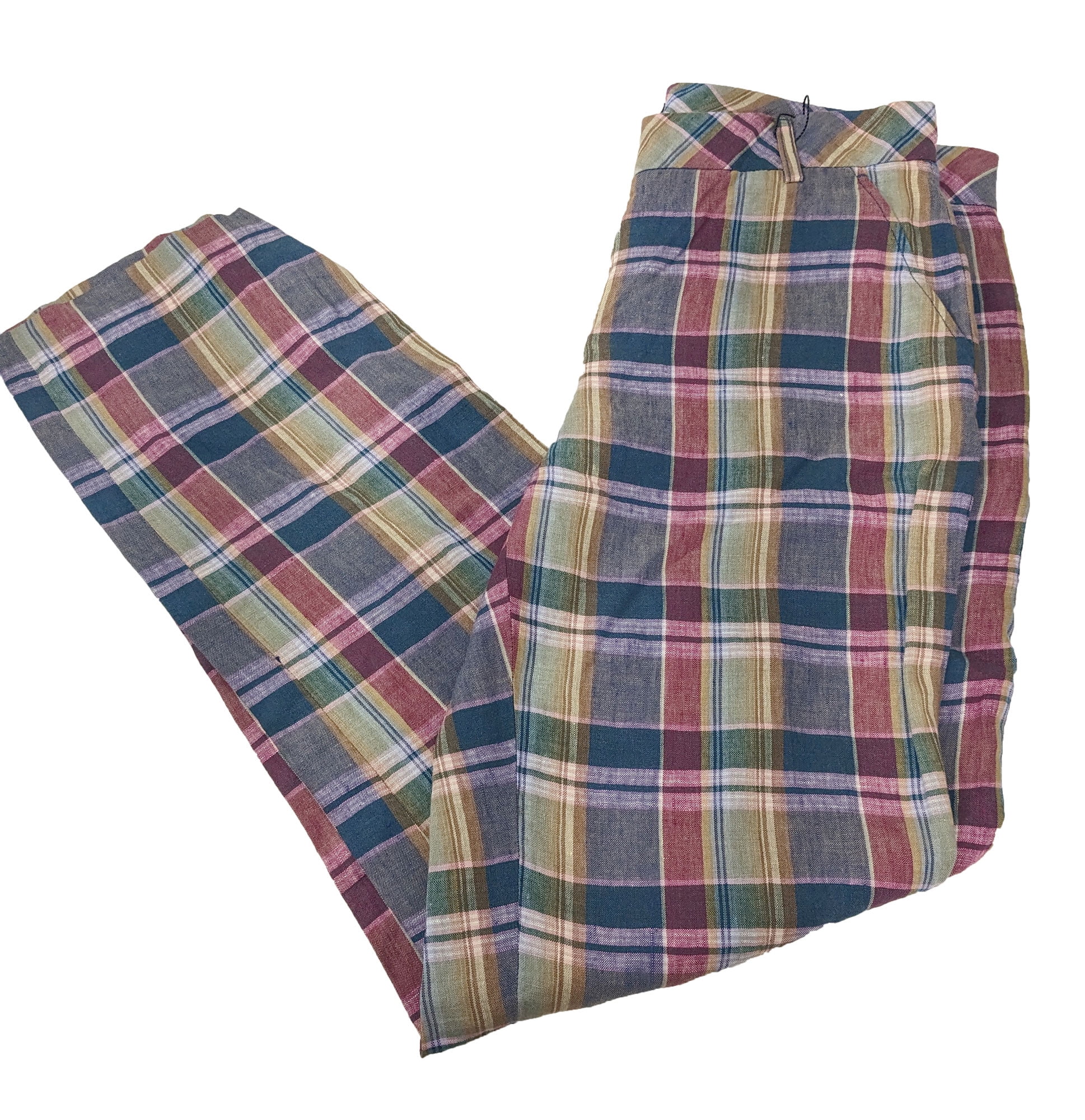 GANT Women's Forest Lake Madras Plaid Linen Pants 414653
