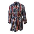thumbnail image 1 of GANT Women's Storm Blue Madras Plaid Nylon Trench Coat Size XXL, 1 of 3