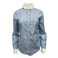 thumbnail image 1 of GANT Women's White Collar Striped Shirt 432069, Dove Blue, US 8, 1 of 2