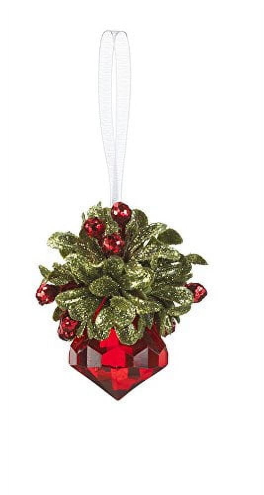 2.5" Red and Green Acrylic Mistletoe Ornament