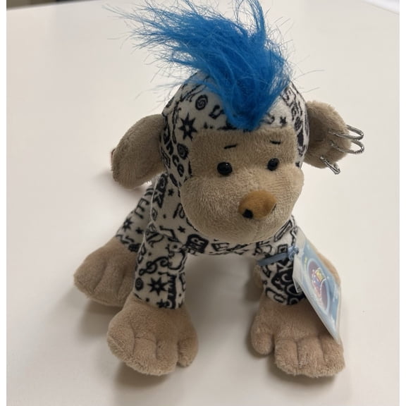 GANZ WEBKINZ ROCKERZ - PUNKY MONKEY #HM5102( NEW WITH WEBKINZ SEALED CODE)(BONUS 1 WEBKINZ SEALED CODE)