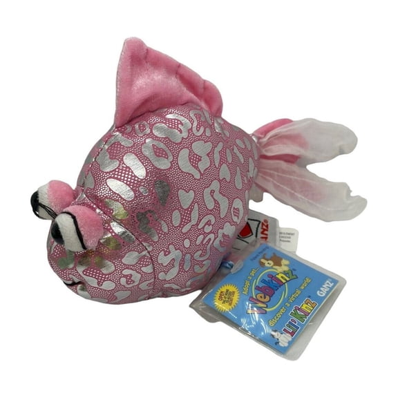 GANZ Webkinz - Lil  Kinz PINK GLITTER Fancy Goldfish Fish HS525 Plush (New With Webkinz Sealed Code) (BONUS 1 WEBKINZ GIFT BAG)