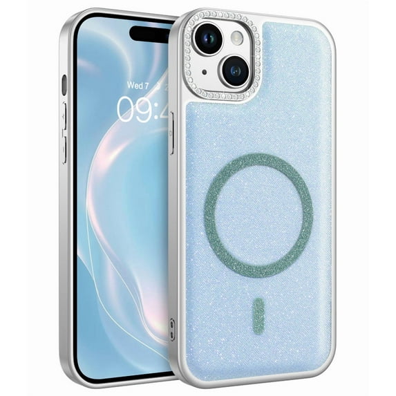 GAOBAO Designed for iPhone 15 Plus Case, Magnetic Drop Resistant Glitter Full Camera Protection for iPhone 15 Plus 6.7”, Blue
