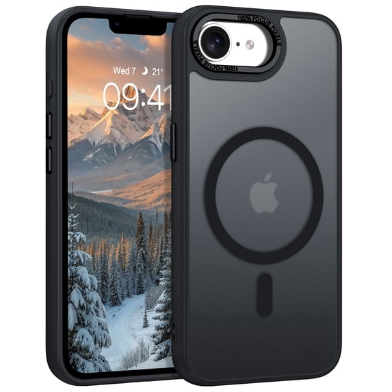 Magnetic Case for iPhone 16e / iPhone 17e, Compatible with MagSafe, Skin Feel Shockproof Anti-Fingerprint Protective Cover for 6.1", Black