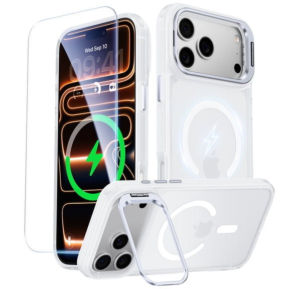 GAOBAO Magnetic Case for iPhone 18 Pro / iPhone 17 Pro with Camera Ring Kickstand & Screen Protector, Compatible with MagSafe, 3-in-1 Full Body Shockproof Protective Cover