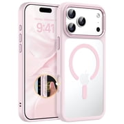 GAOBAO Magnetic Clear Case for iPhone 17 Pro Max, Compatible with MagSafe, Shockproof Bumper with Camera Control Button Cutout, Anti-Yellowing Slim Cover, Pink