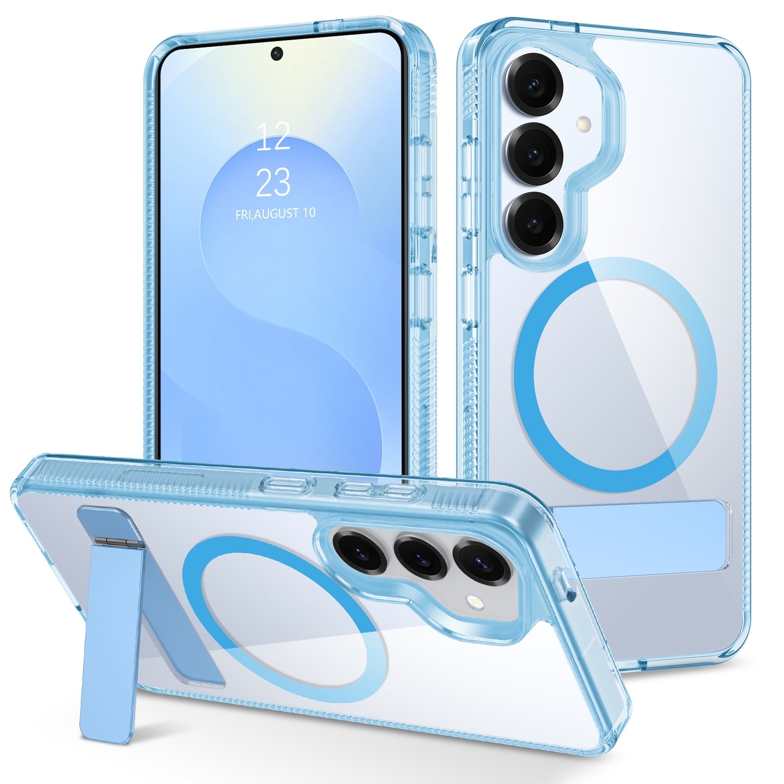 GAOBAO Magnetic for Samsung S25 Case, Drop Protection with Stand Shockproof Slim Clear Protective Cover for Samsung Galaxy S25 6.2", Blue