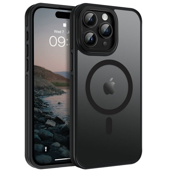 GAOBAO Magnetic for iPhone 15 Pro Max Case, Compatible with MagSafe, Screen & Camera Protection, Translucent Matte Shockproof Protective Cover