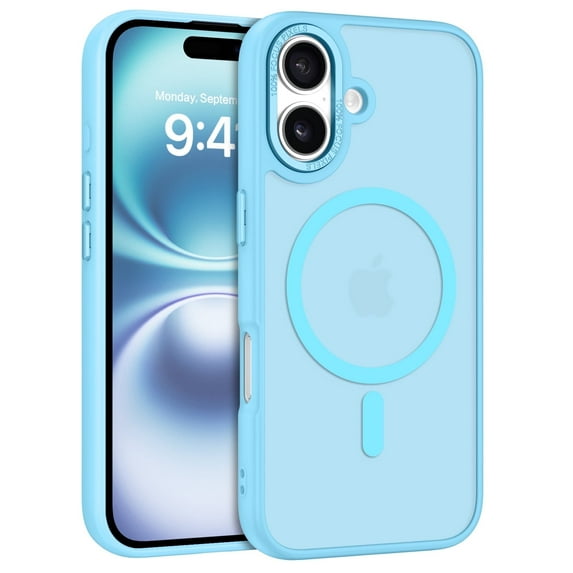 GAOBAO Magnetic for iPhone 16 Case, Compatible with MagSafe, Drop Protection Slim Translucent Matte Shockproof with Anti-Fingerprint Phone Case, Blue