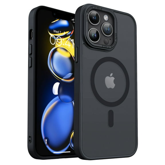 GAOBAO Magnetic for iPhone 13 Pro Case, Compatible with MagSafe Drop Protection Slim Translucent Matte Shockproof with Anti-Fingerprint Phone Case, Black