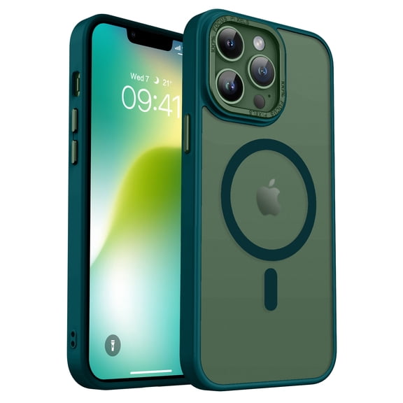 GAOBAO Magnetic for iPhone 13 Pro Case, Compatible with MagSafe Drop Protection Slim Translucent Matte Shockproof with Anti-Fingerprint Phone Case, Green