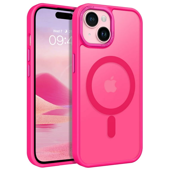 GAOBAO Magnetic for iPhone 15 Case, Compatible with MagSafe, Drop Protection, 6.1" Metal Camera Frame Translucent Slim Protective Cover for Women Girls, Red