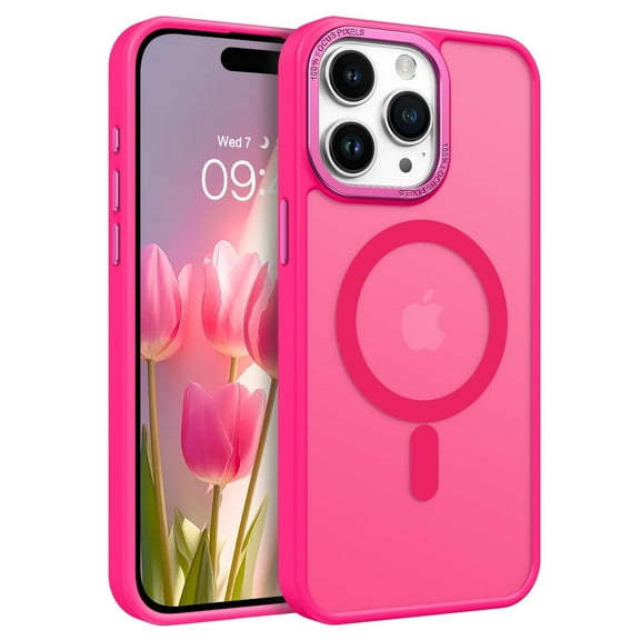 GAOBAO Magnetic for iPhone 15 Pro Case, Compatible with MagSafe, Drop Protection, 6.1" Metal Camera Frame Translucent Slim Protective Cover for Boys Girls