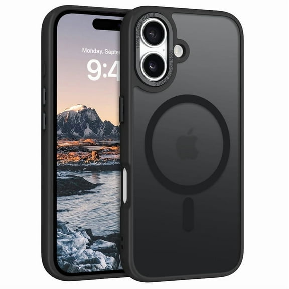 GAOBAO Magnetic for iPhone 16 Case, Compatible with MagSafe, Drop Protection Slim Translucent Matte Shockproof with Anti-Fingerprint Phone Case, Black