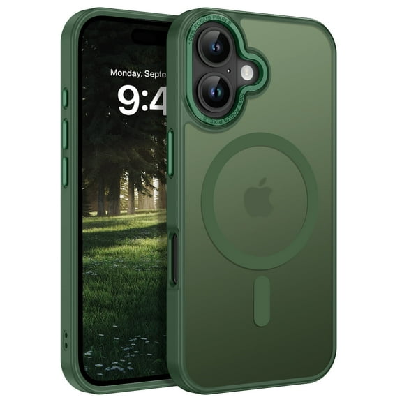 GAOBAO Compatible with iPhone 16 Plus Case, Magnetic Translucent Matte Slim Shockproof Phone case Compatible with MagSafe Women Men Girl Boy Protective Cover, Green