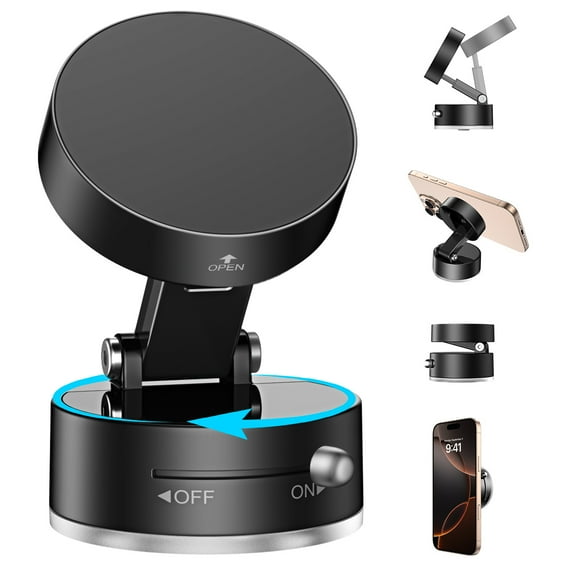 GAOBAO Phone Holder, Vacuum Suction Magnetic Mount for 4.0"-7.0" Phones (iPhone, Google Pixel, Samsung Galaxy, Motorola) , 360° Rotatable for Car, Shower, Mirror, Gym