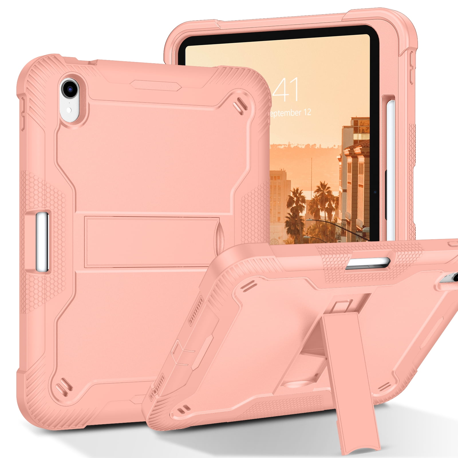 GAOBAO for iPad 11th Generation 11 Inch (2025) Case with Kickstand Pencil Holder, 3 in 1 Heavy Duty Shockproof Protective Tablet Cover, Pink