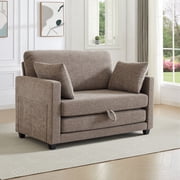 GAOHAPY 52" Loveseat Sleeper Sofa Bed,2 in 1 Convertible Floor Sofa Bed for Small Spaces,Pull Out Couch with Deep Seat,2 Pillows and Solid Frame Floor Couch for