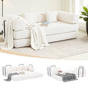 GAOHAPY 80" Convertible Sleeper Sofa Bed, Corduroy Foldable Futon Couch with Pillows, No Assembly Sofa Couch for Living Room Small Spaces Apartment