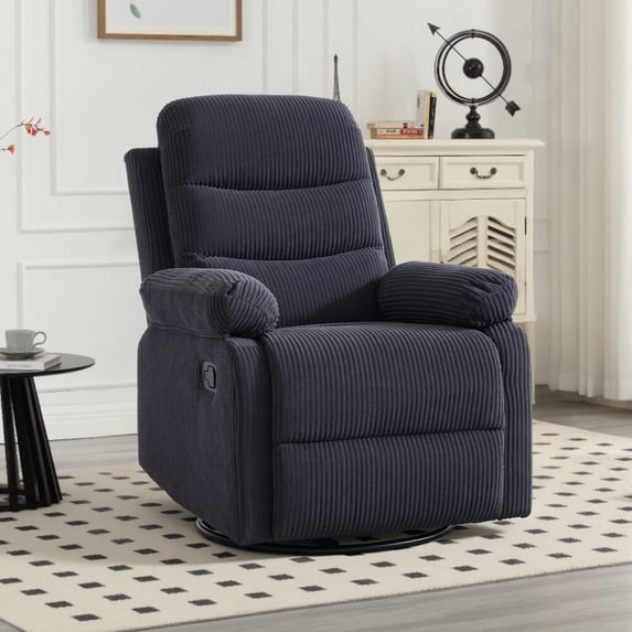 GAOHAPY Rocking Recliner Chair,Modern Swivel Glider Recliner Chair,Corduroy Fabric Upholstery Recliner,Manual Reclining Sofa Chair for Living Room,Office,Apartment,Dark Grey