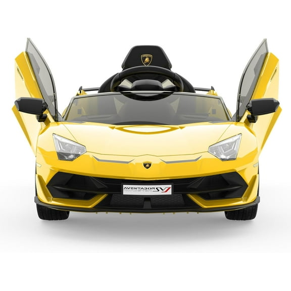 GAOMON 12V Licensed Lamborghini Electric Car, Ride-On Toy with Remote Control, LED Lights & Sound, Battery Powered Sports Car, Yellow