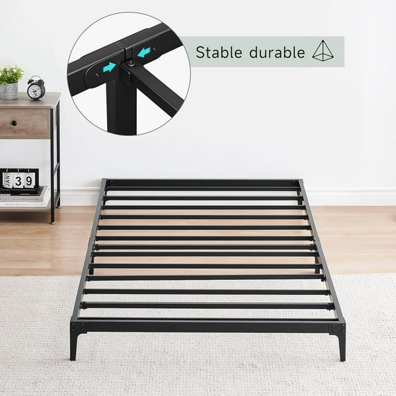 GAOMON 14 Inch Twin Metal Bed Frame with Under Bed Storage - Heavy Duty Platform Frame with Sturdy Support Slats, Strong Bearing Capacity - No Box Spring Needed, Easy Assembly, Black