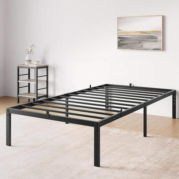 GAOMON 14 Inch Twin Size Bed Frame with Storage, Metal Platform Twin Bed Frame, No Box Spring Needed/Steel Slat Support/Easy Assembly(Twin)