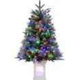 thumbnail image 1 of GAOMON 3 Ft Christmas Tree with 78 Multicolor Led Lights, Pre-Lit Artificial Christmas Trees with Lighting Potted Base, Snow Flocked, 8 Lighting Modes, Battery Operated, Christmas Decoration, 1 of 7